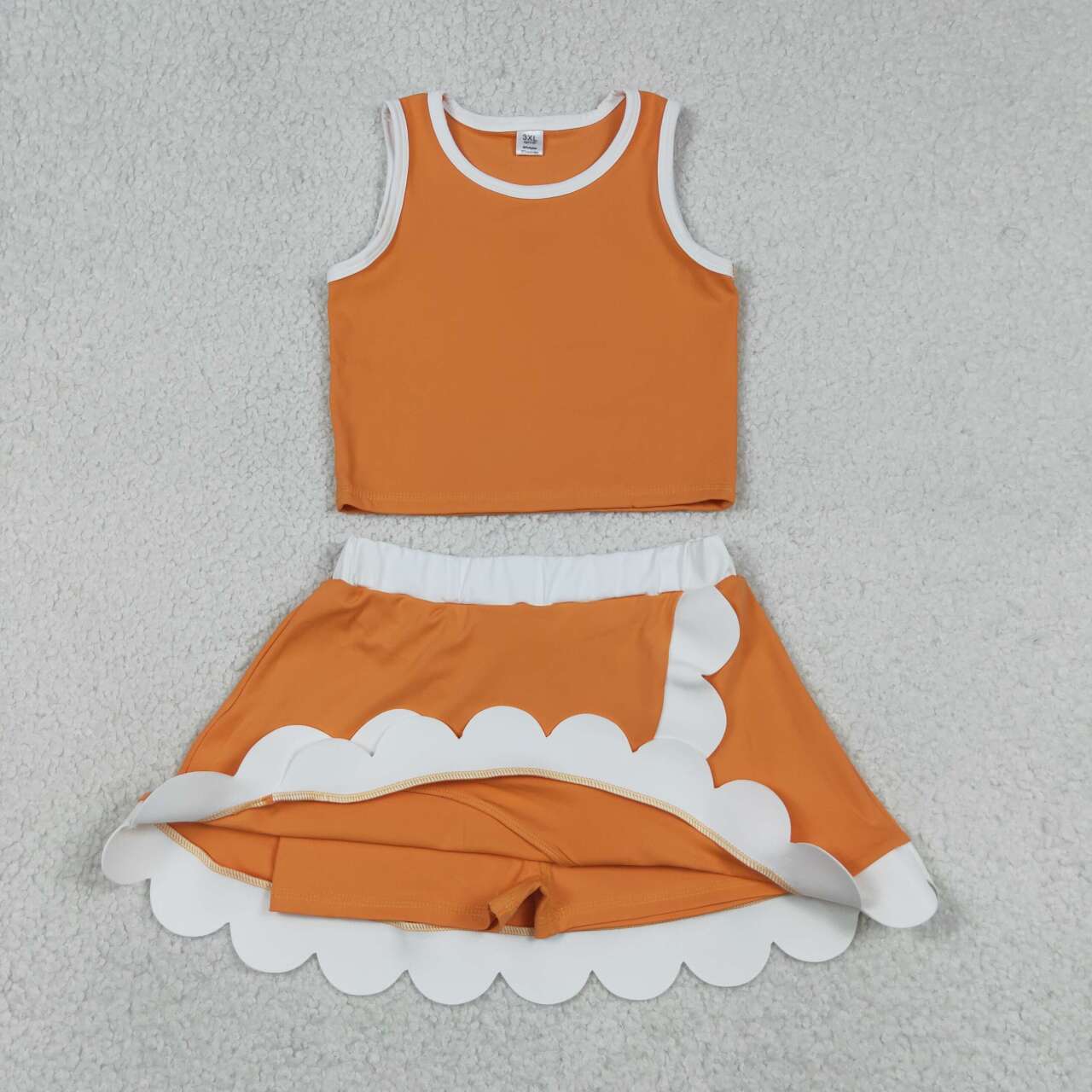 Toddler Girls Orange Tank with Scalloped Skort Active Outfit