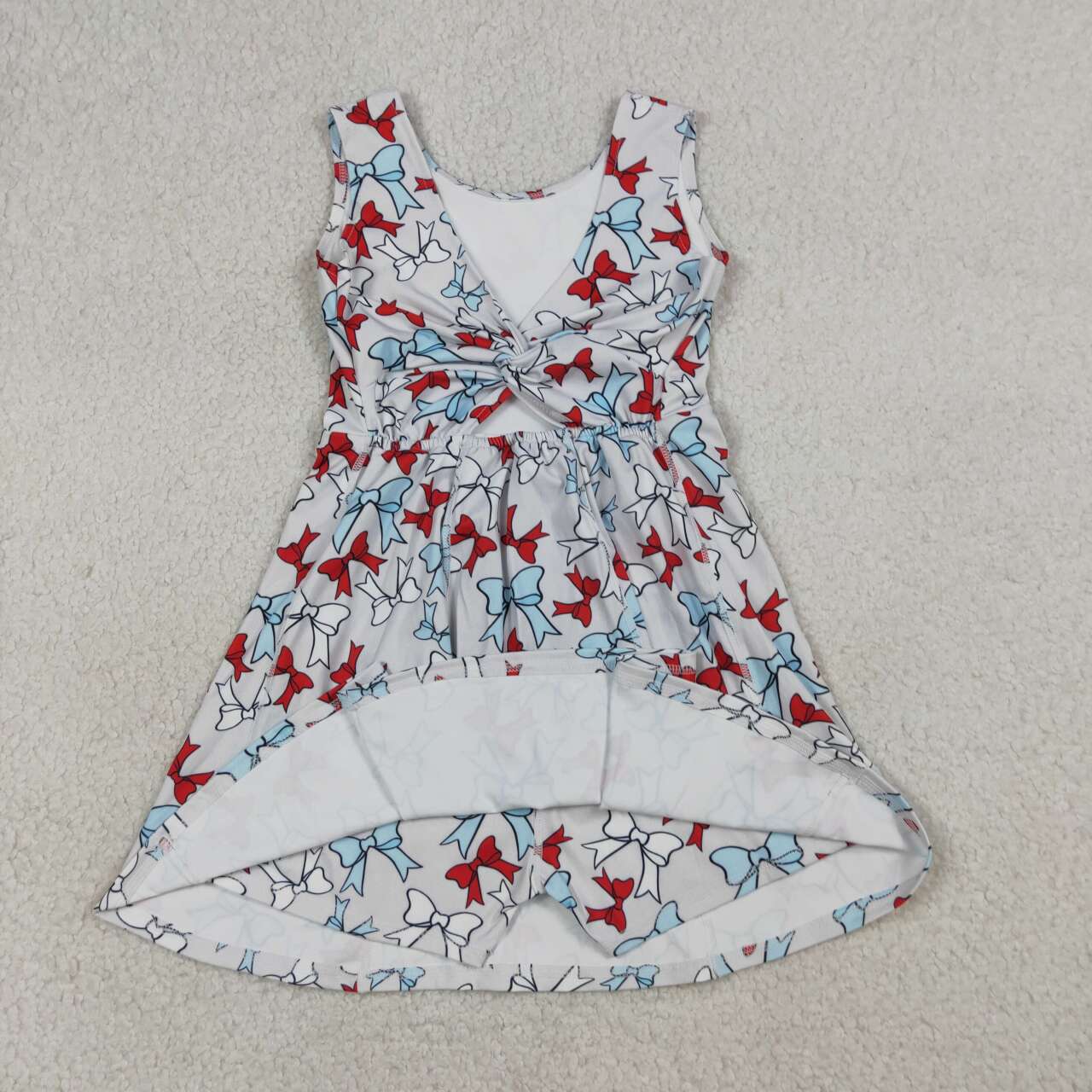 Baby Girls July 4th Red Blue Bow USA  Sleeveless Active Dress