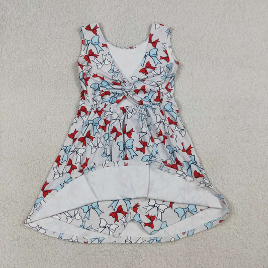 Baby Girls July 4th Red Blue Bow USA  Sleeveless Active Dress