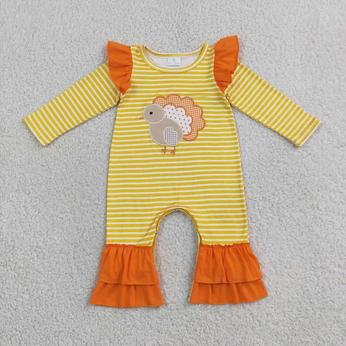 Turkey Stripes Baby Girls Thanksgiving Romper