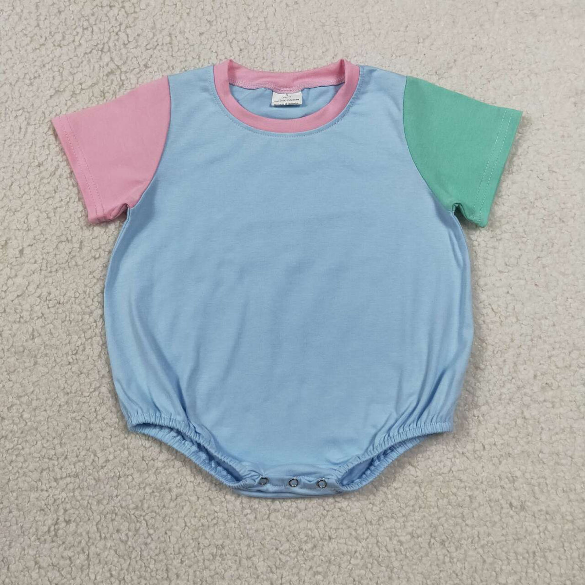 SR4269 Pink Green Blue Patchwork Baby Summer Cotton Romper