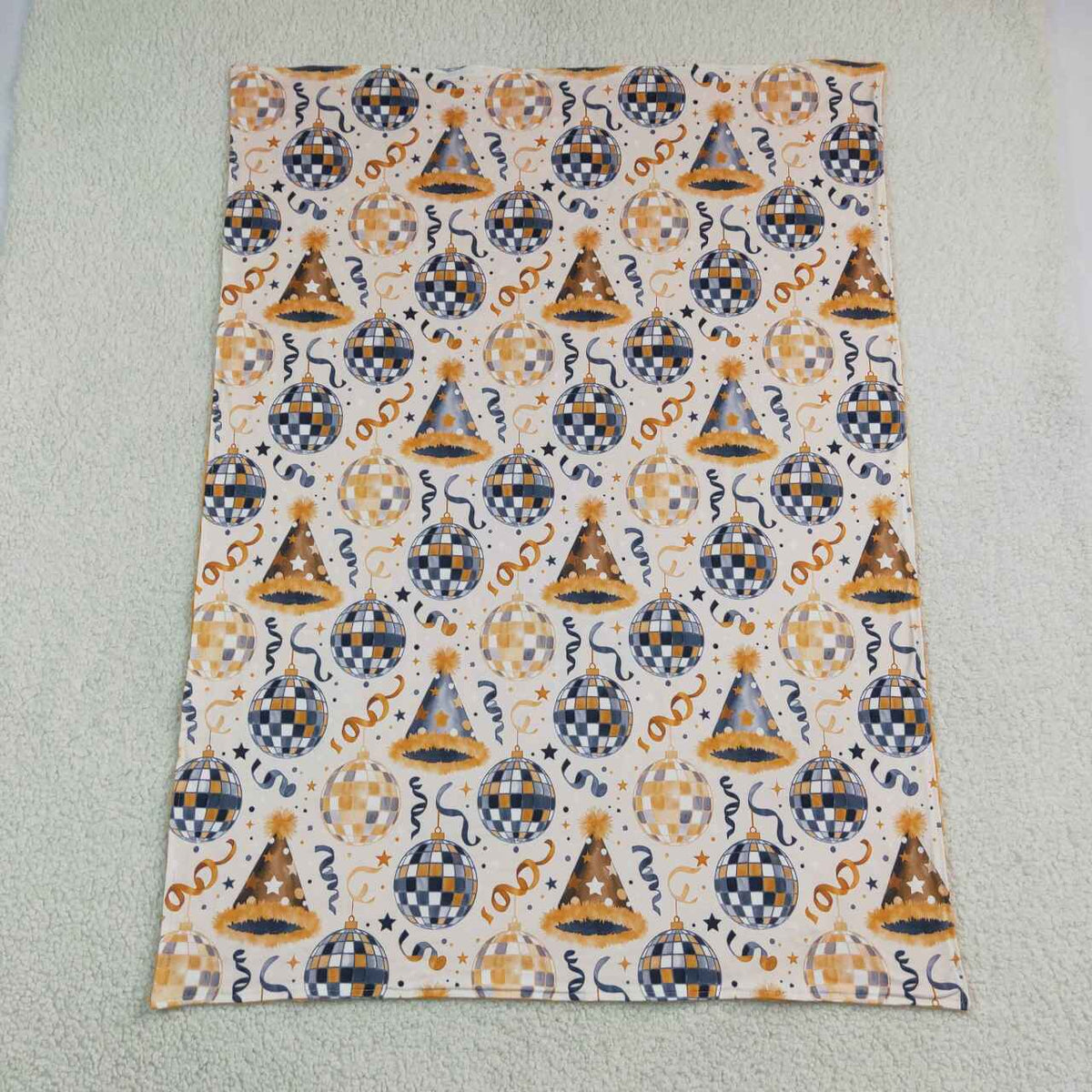 BL0298 Disco Ball Stars Print Baby Happy New Year Blanket