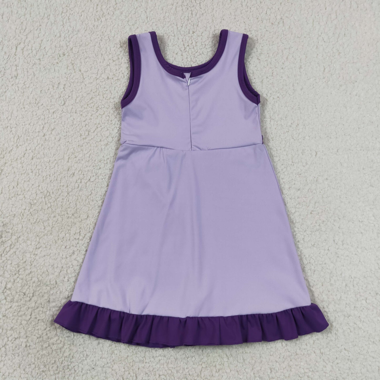 Purple Girls Sleeveless Scallop Yoga Dress