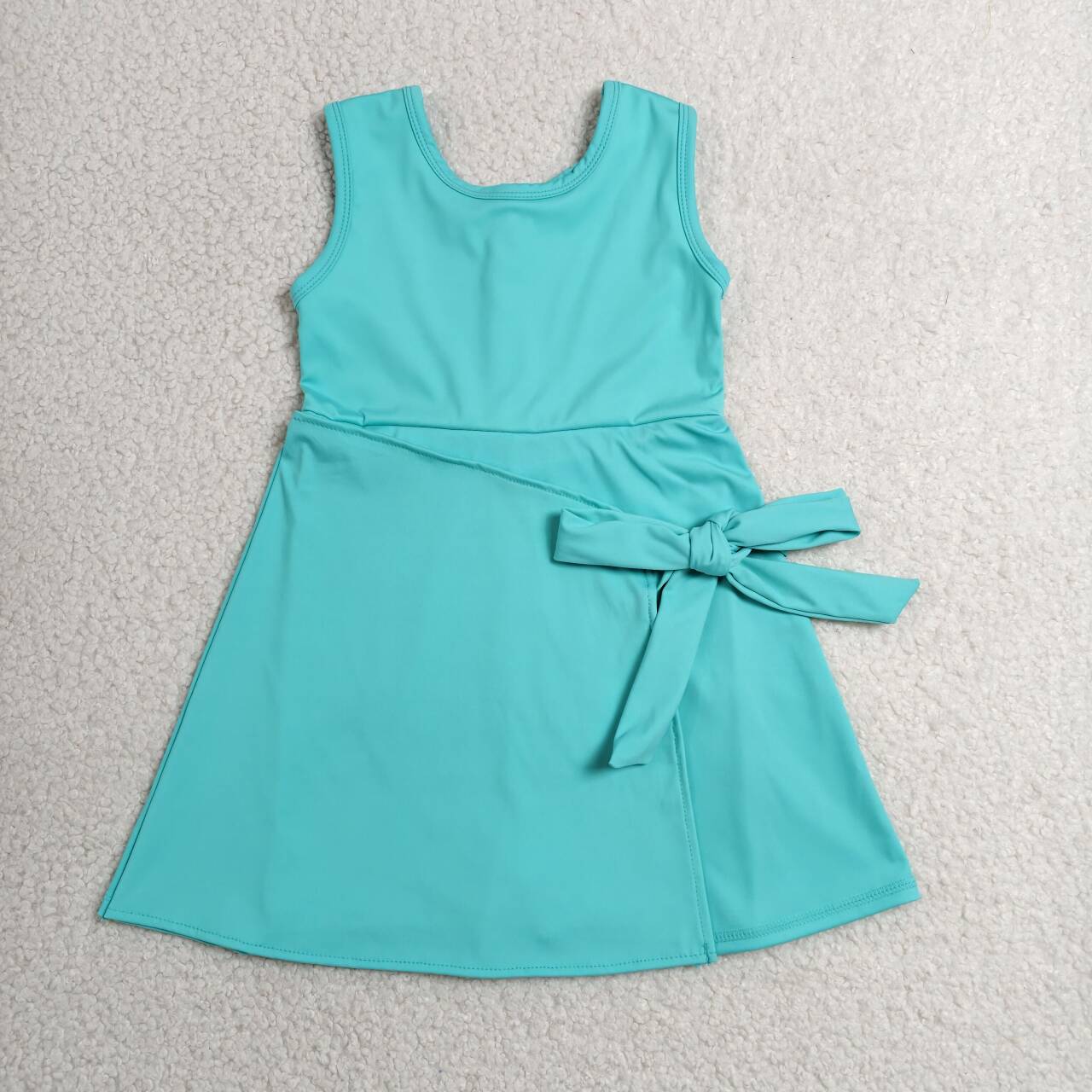 GSD3876 Blue Color Girls Sleeveless Summer Shorts Knee Length Yoga Zipper Dress