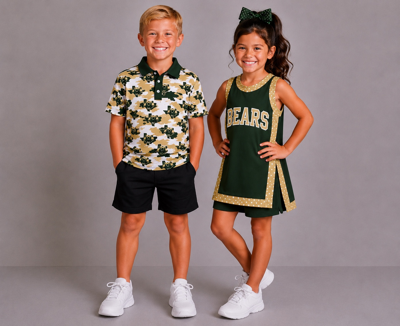 (Custom Design Preorder MOQ 5)  Teams LCM Bears Camo Print Boys Girls & Man Clothes Family Matching Wear