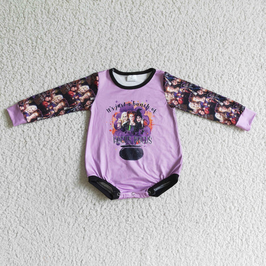 LR0084 Witch Purple Baby Girls Halloween Romper