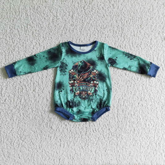 LR0095 ELM STREET Green Baby Girls Halloween Romper