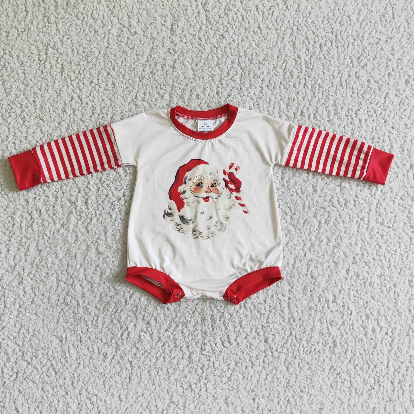 LR0104 Santa Stripes Baby Christmas Romper
