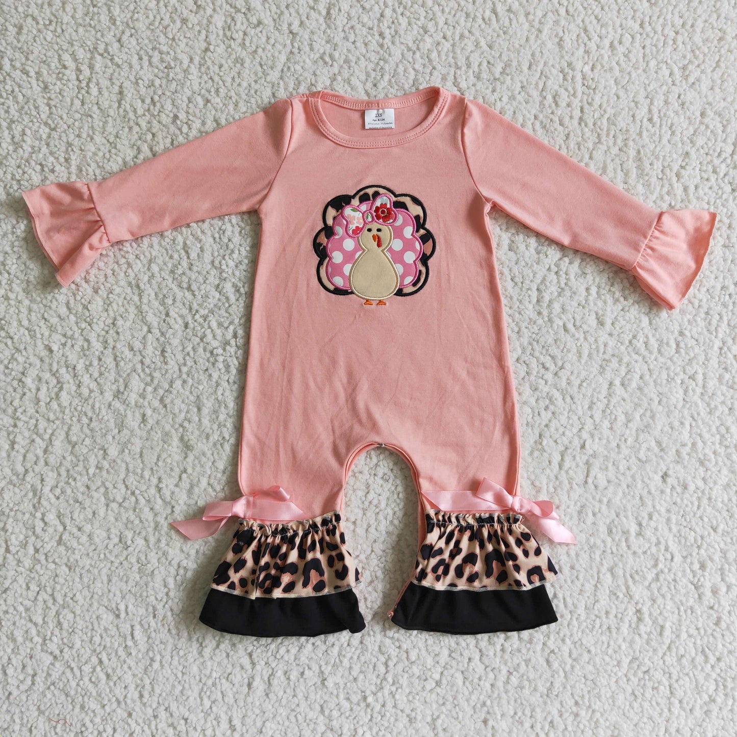 Girls Thanksgiving pink romper    LR0112