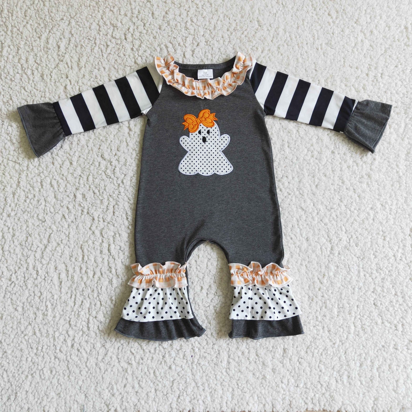 Girls cute ghost embroidery Halloween romper          LR0129
