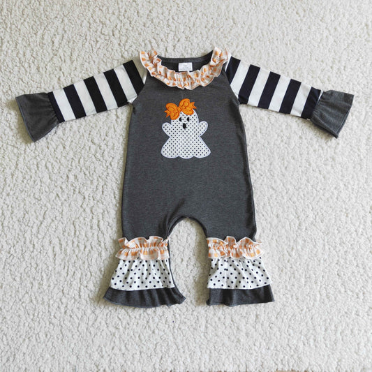 Girls cute ghost embroidery Halloween romper          LR0129