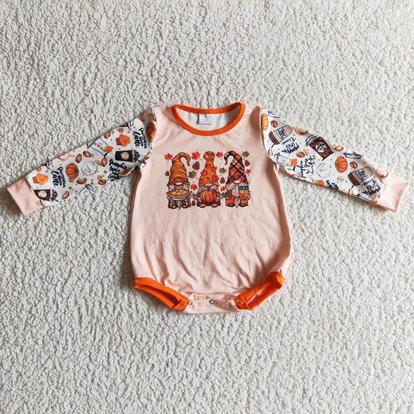Baby Girls long sleeve fall punpkin romper     LR0155