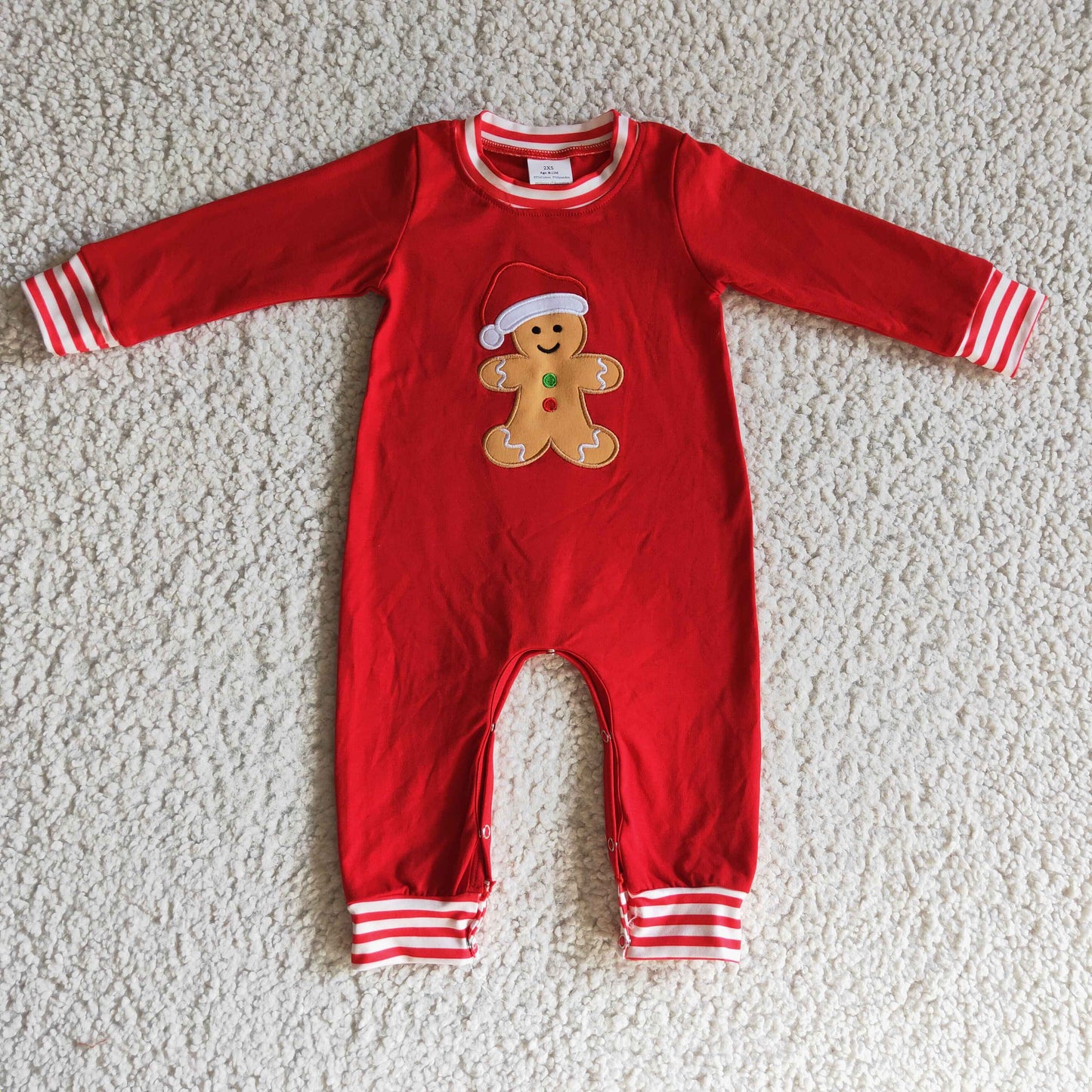 Boys Christmas Gingerbread print romper     LR0195
