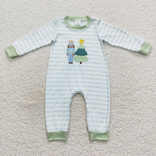 LR0479 Nutcracke* Soldier Embroidery Stripes Baby Boys Christmas Romper