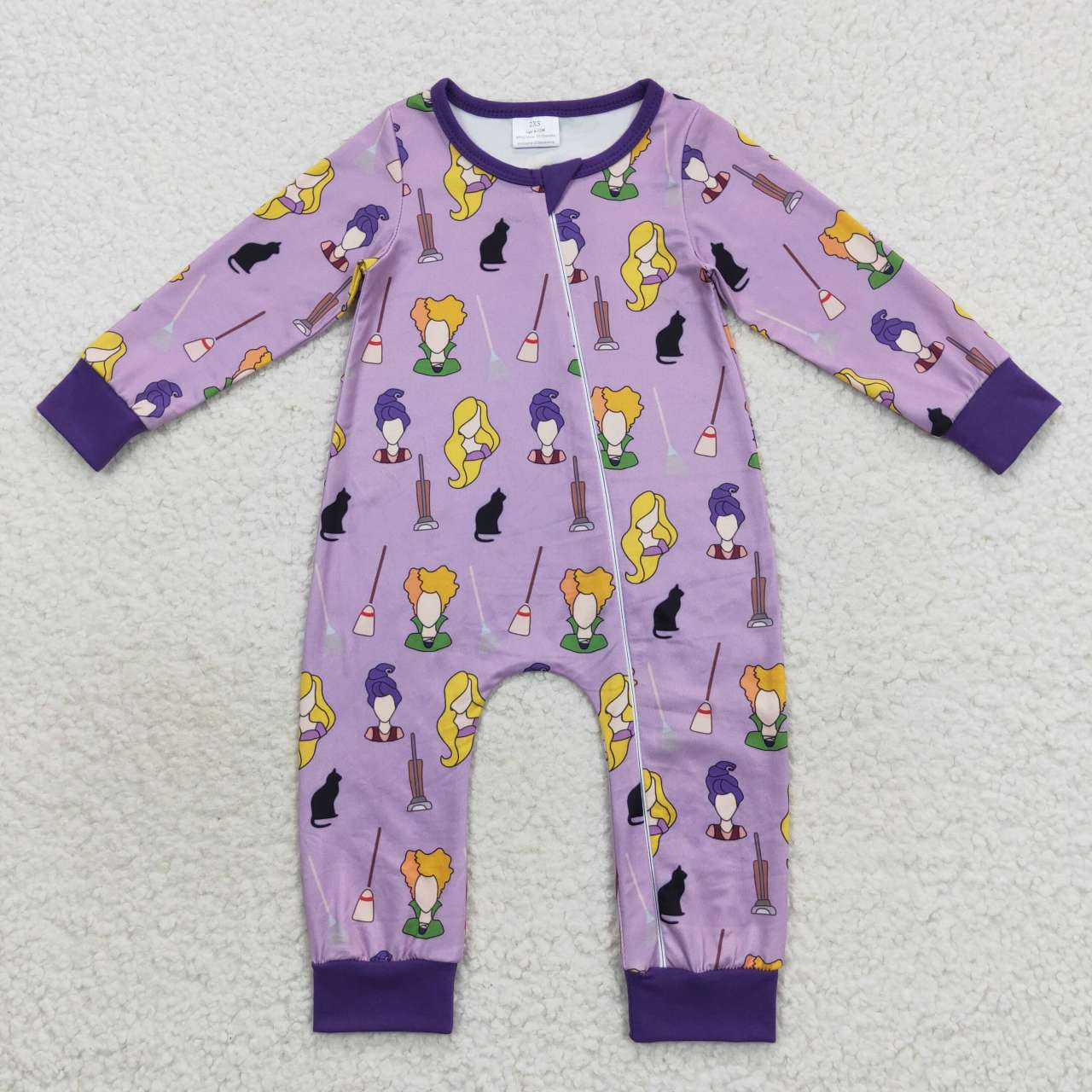 LR0514 Witch Purple Baby Halloween Zipper Sleeper Romper