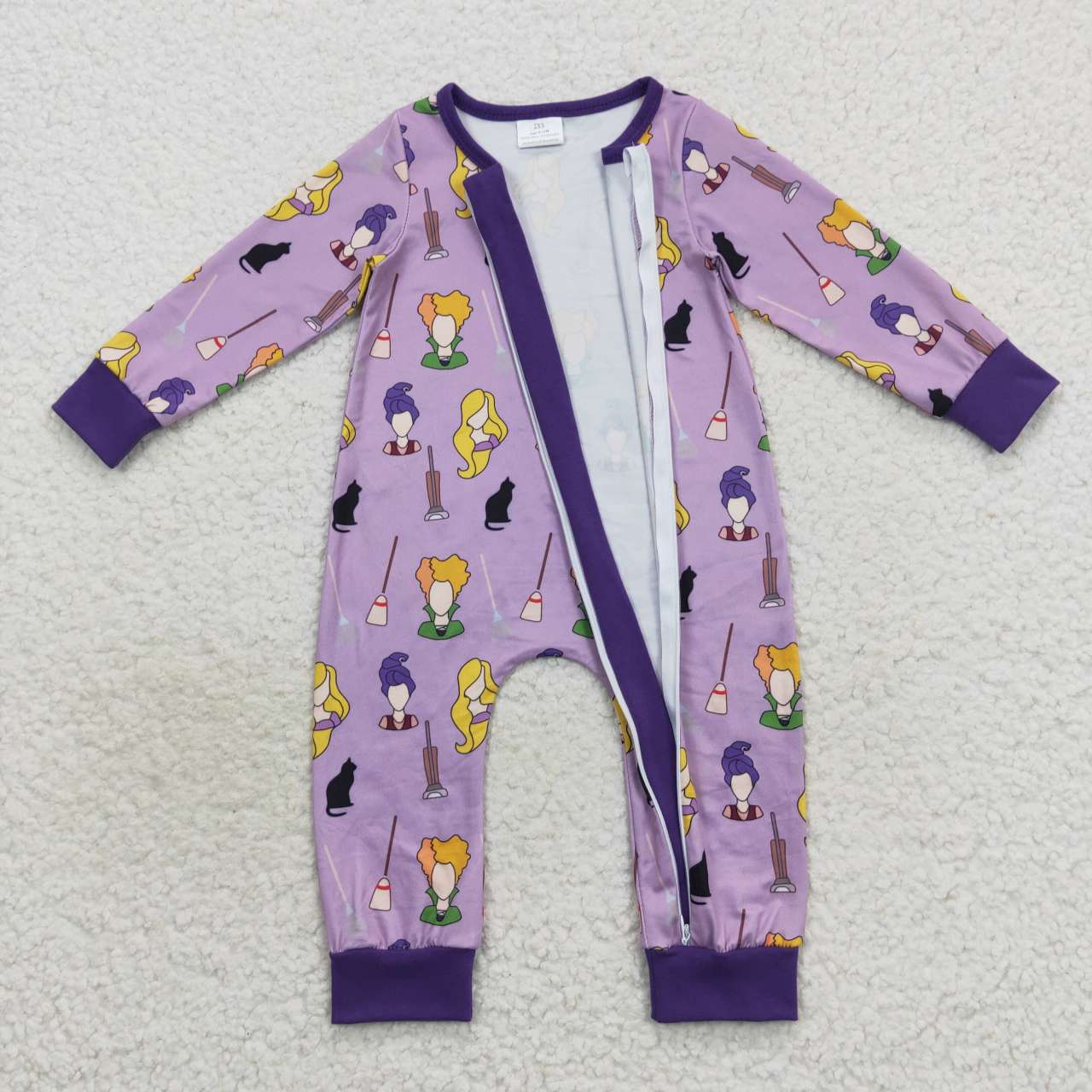 LR0514 Witch Purple Baby Halloween Zipper Sleeper Romper