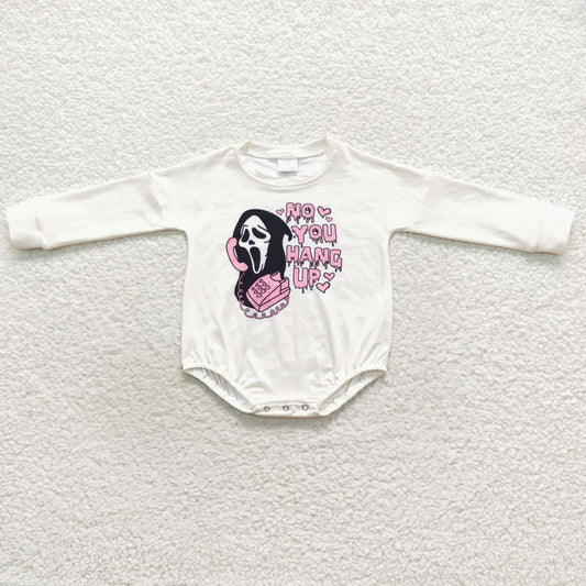LR0533 NO YOU HANG UP Print Baby Girls Halloween Romper