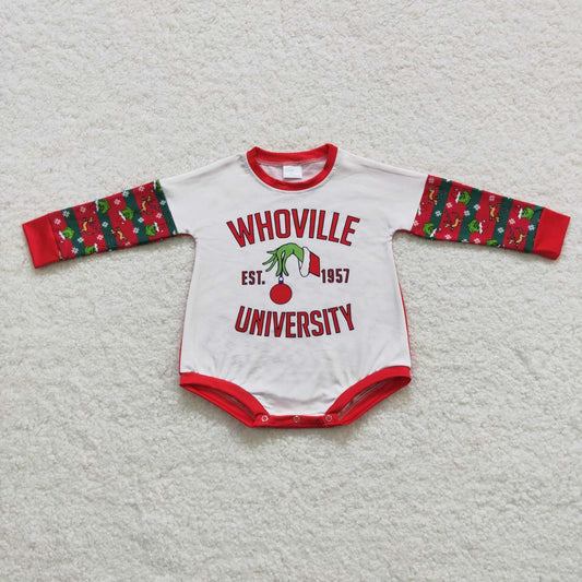 LR0539 Green Frog Print Baby Girls Christmas Romper