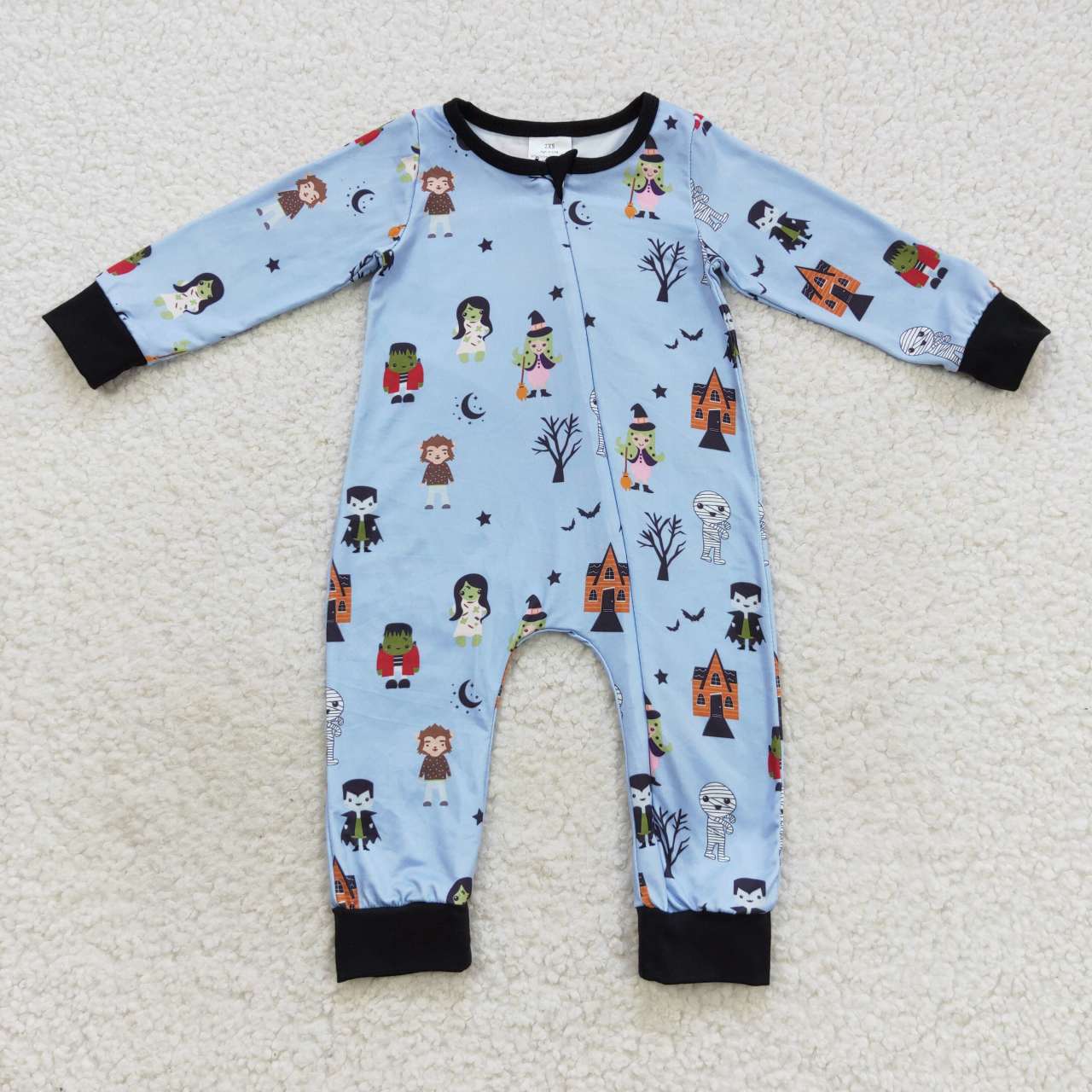 LR0555 Characters Blue Baby Halloween Zipper Sleeper Romper
