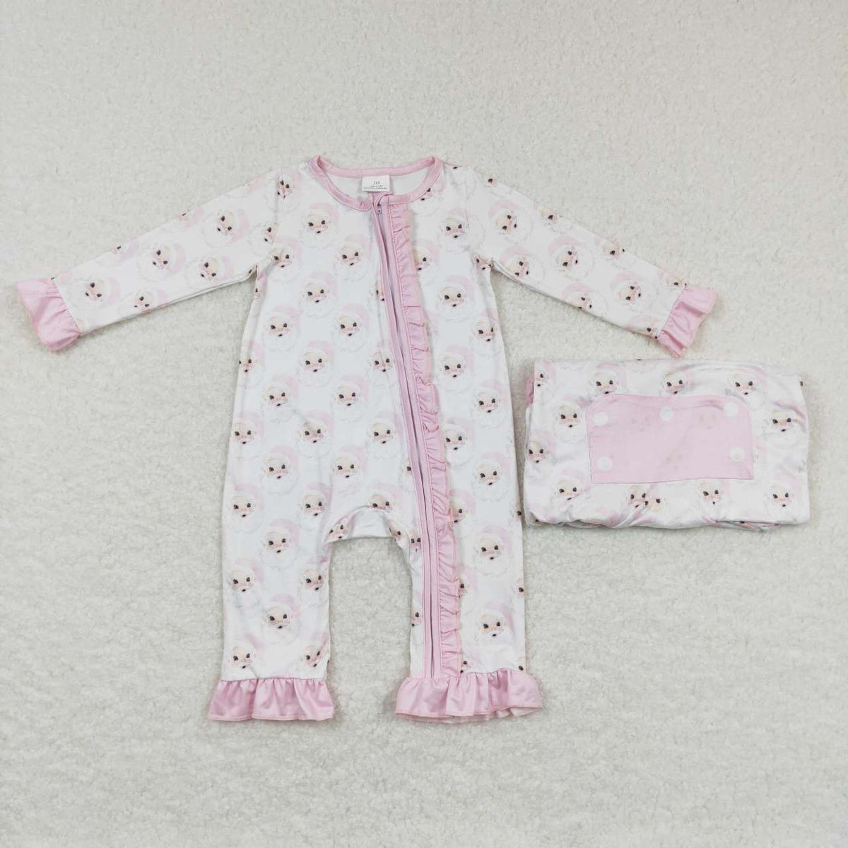 Santa Blue & Pink Print Family Christmas Pajamas Styles