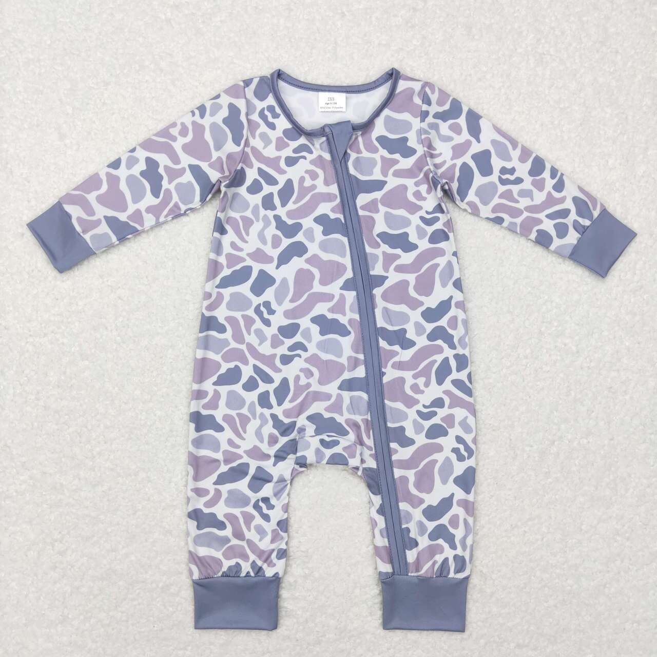 Sibling Baby Boys Old School Camo Long Sleeve Pajama Set / Zipper Romper