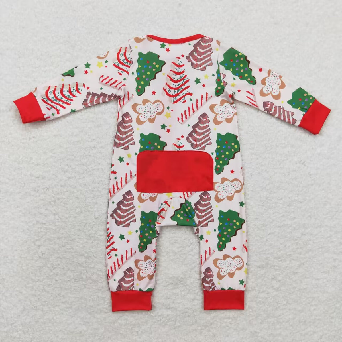 LR1150 Gingerbread Debbie Cake Print Baby Boys Christmas Bamboo Zipper Sleeper Romper