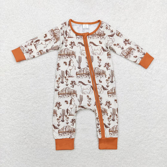 Sibling Baby Western Long Sleeve Zipper Romper