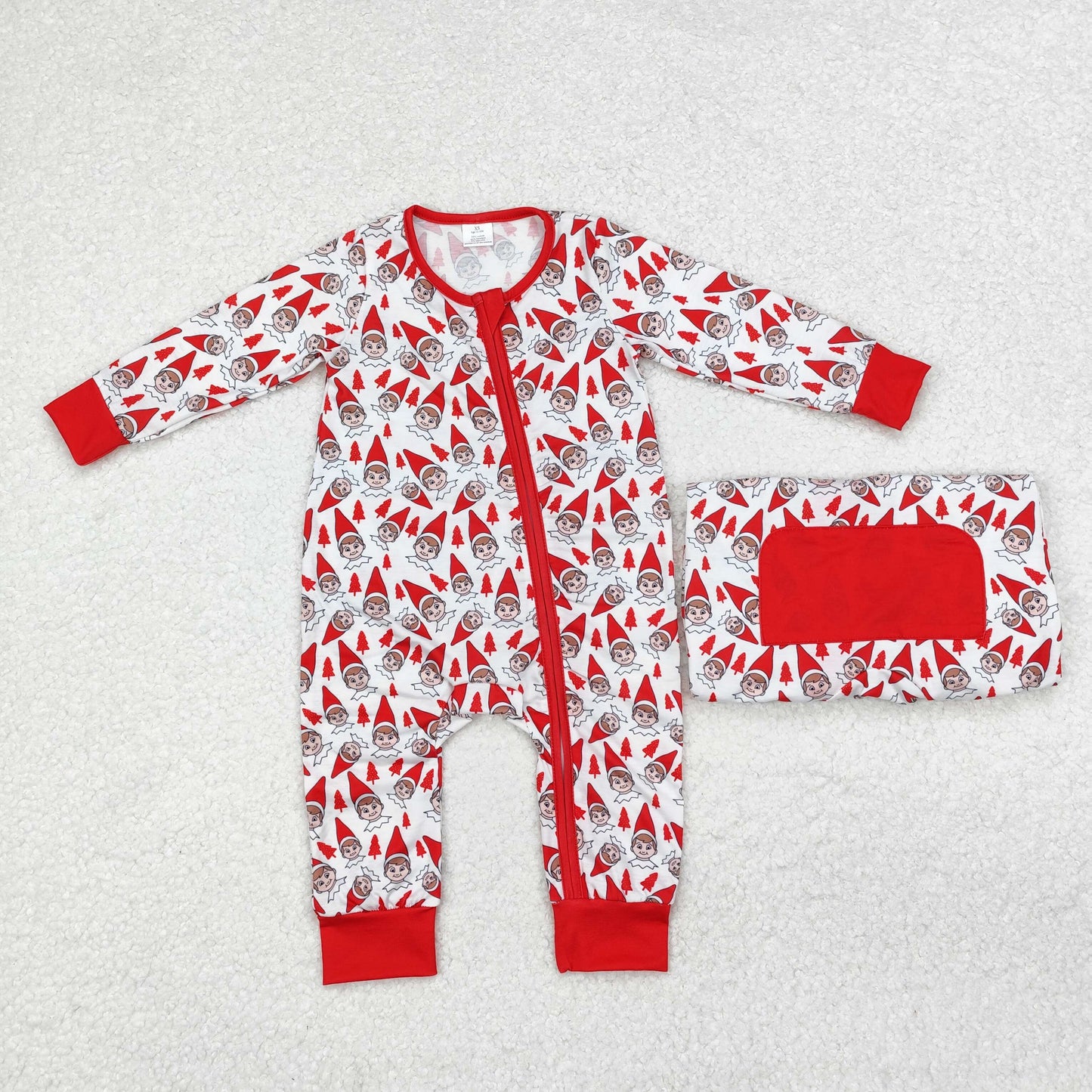 LR1168 Cartoon Shelf Print Baby Christmas Bamboo Zipper Sleeper Romper