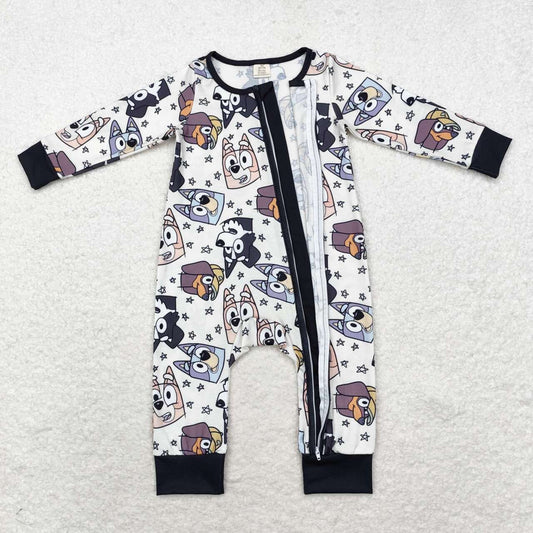 LR1173 Cartoon Dog Stars Print Baby Zipper Sleeper Romper