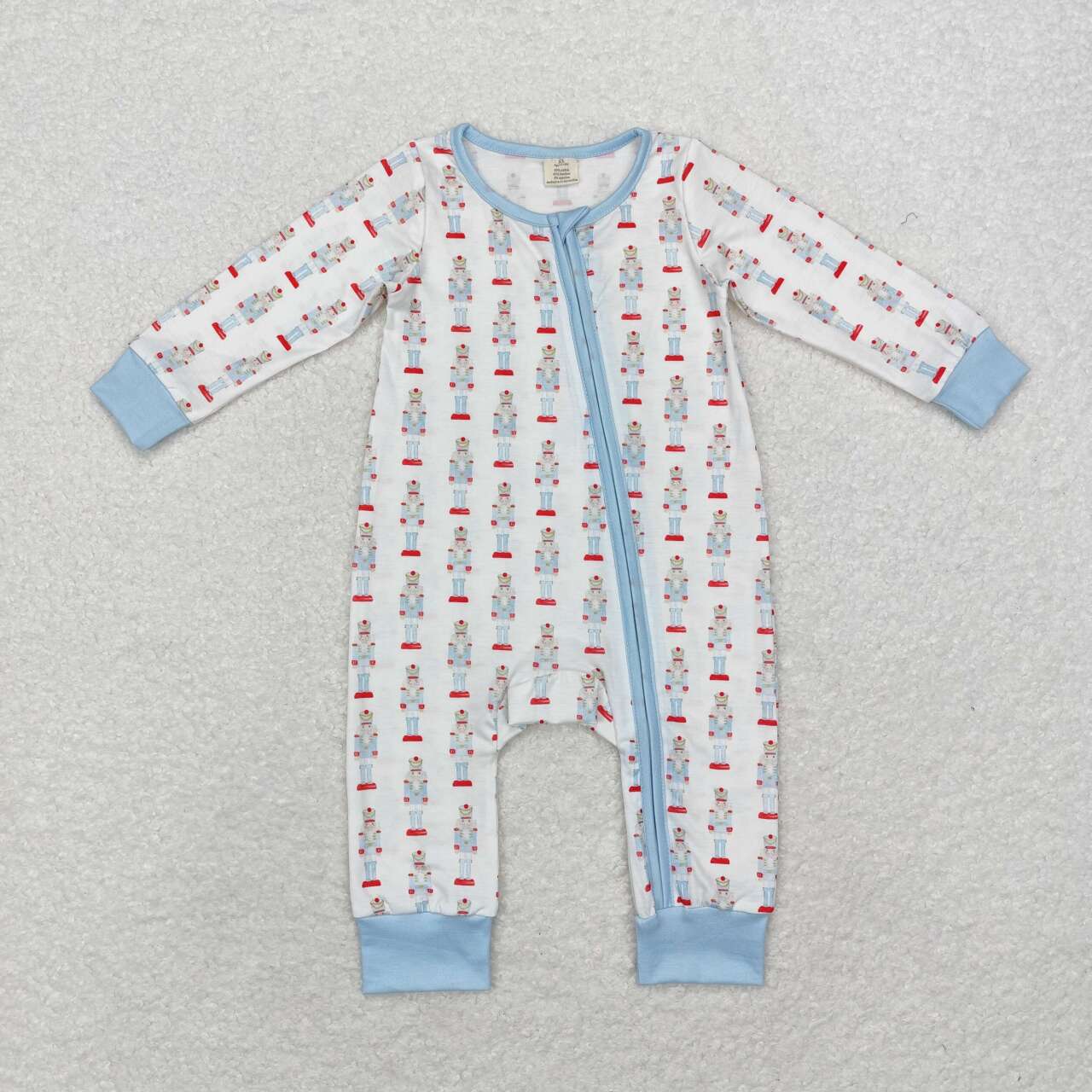 LR1184 Nutcracke* Soldier Blue Print Baby Boys Christmas Bamboo Zipper Sleeper Romper