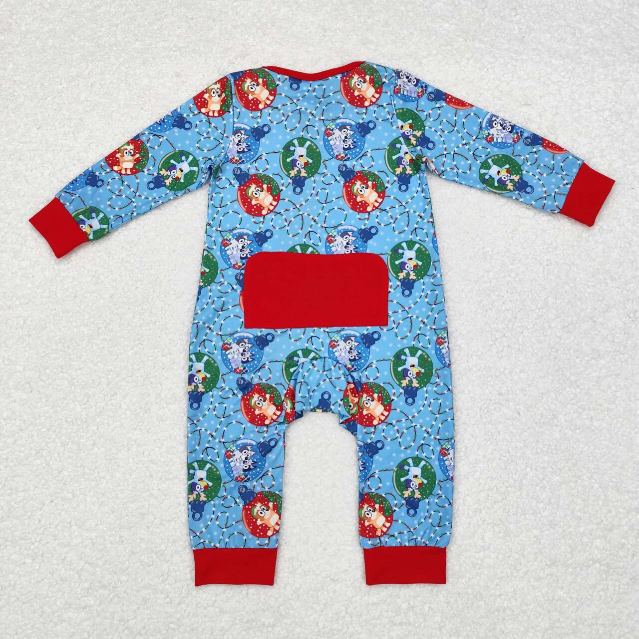 LR1315 Cartoon Dog Print Baby Boys Christmas Zipper Sleeper Romper