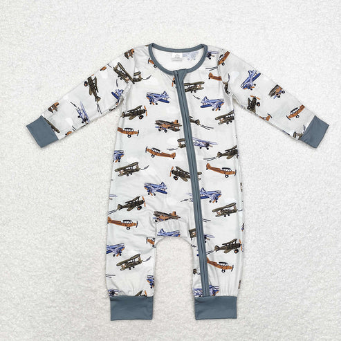 Sibling Boys Long Sleeve Plane Long Sleeve pajama Set Romper
