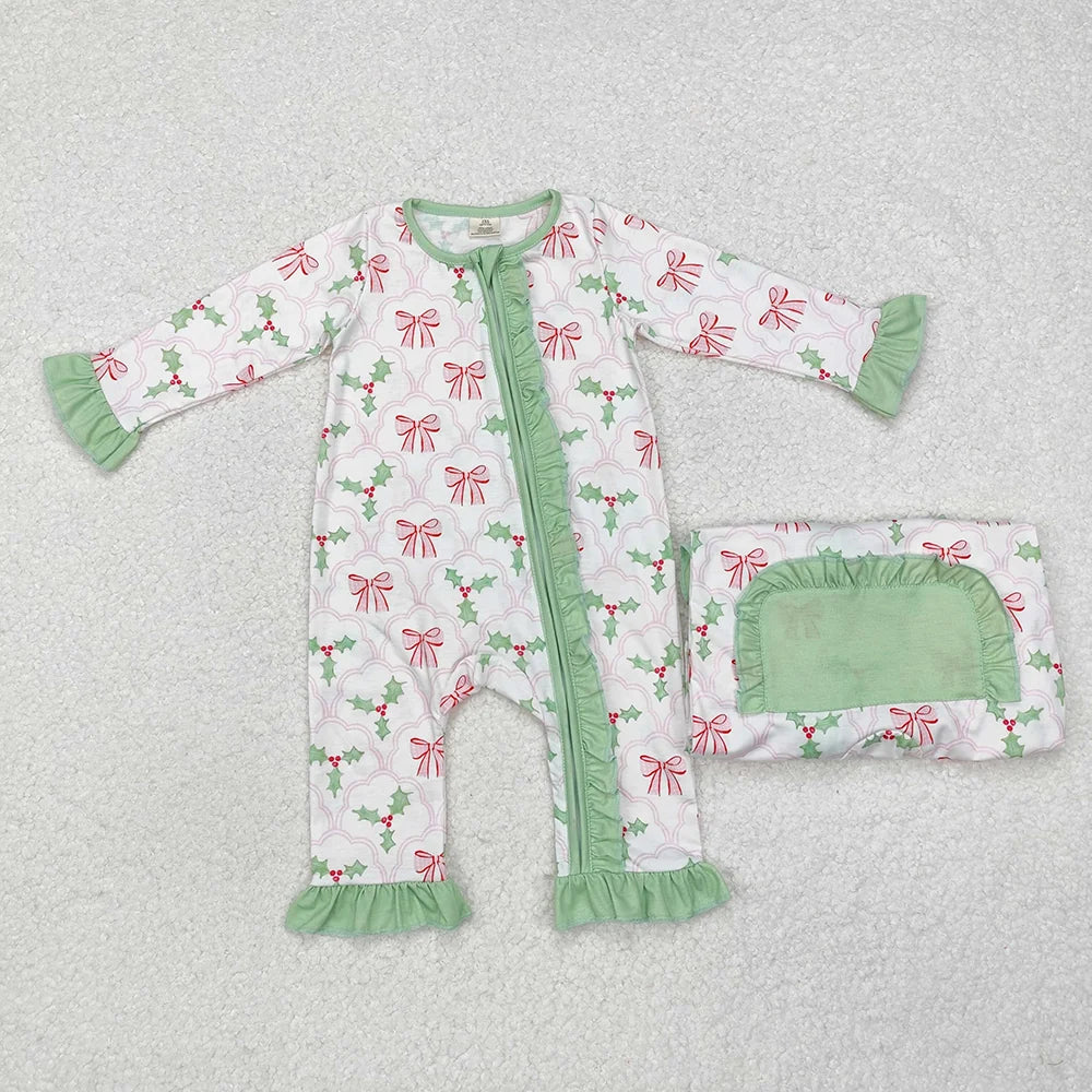 Family Christmas  Holly Bow Mommy and Me Pajamas