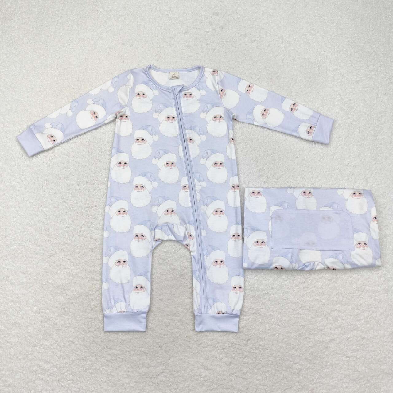 LR1415 Santa Print Baby Boys Christmas Bamboo Zipper Sleeper Romper