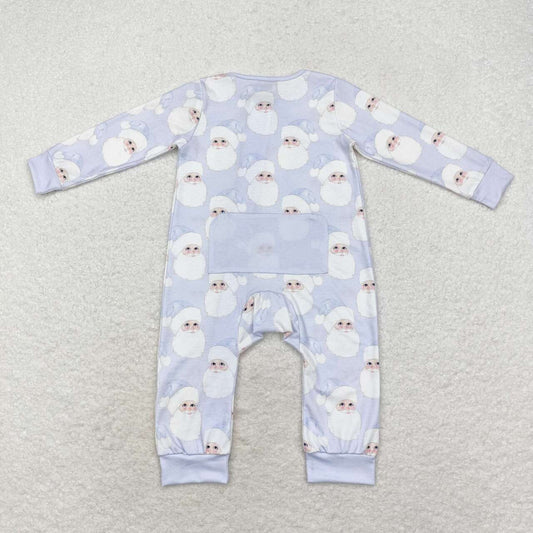 LR1415 Santa Print Baby Boys Christmas Bamboo Zipper Sleeper Romper