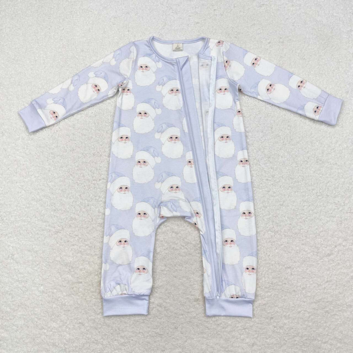 LR1415 Santa Print Baby Boys Christmas Bamboo Zipper Sleeper Romper