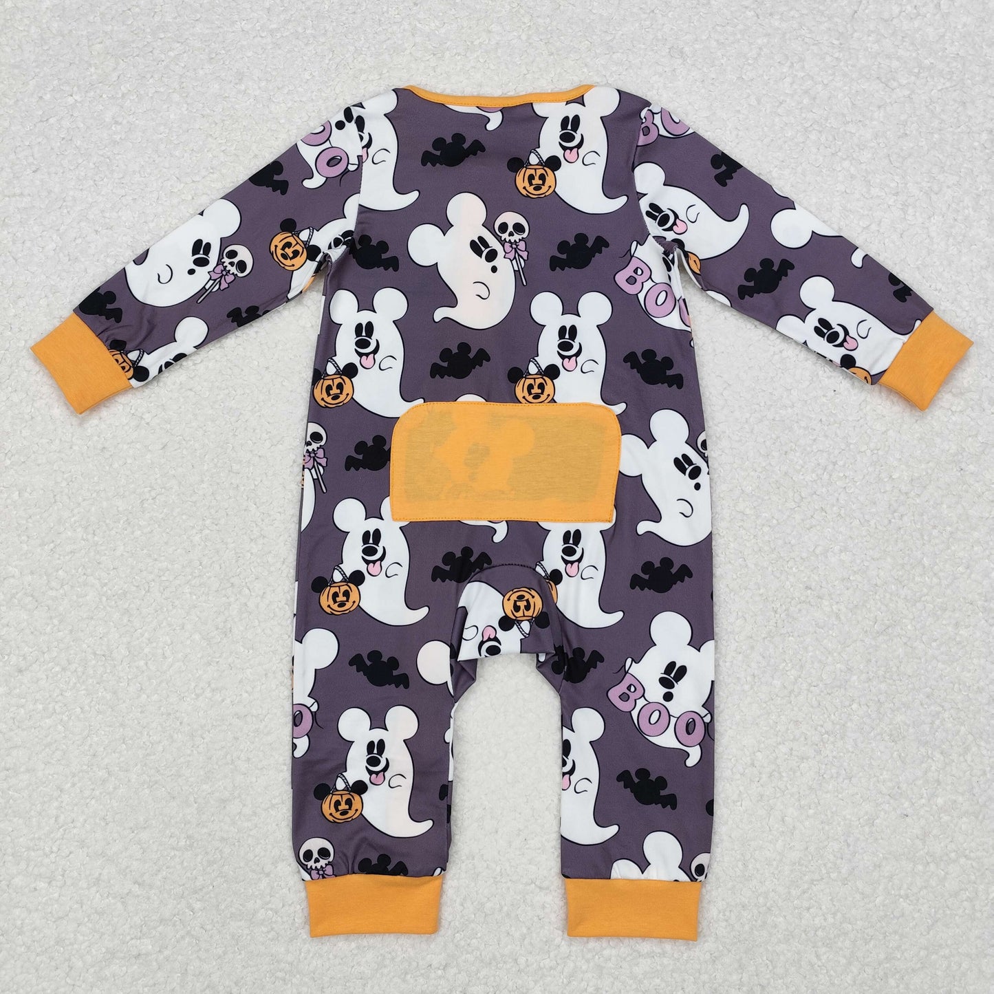 LR1425 Cartoon Mouse Bat Print Baby Boys Halloween Zipper Sleeper Romper