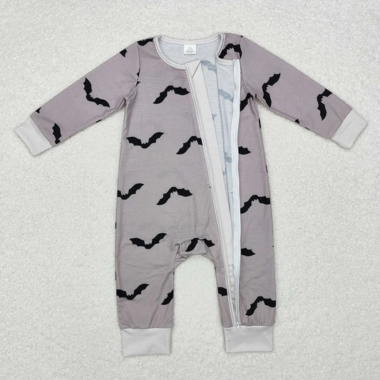 LR1438 Baby Boys Halloween Bat Long Sleeve Zipper Romper