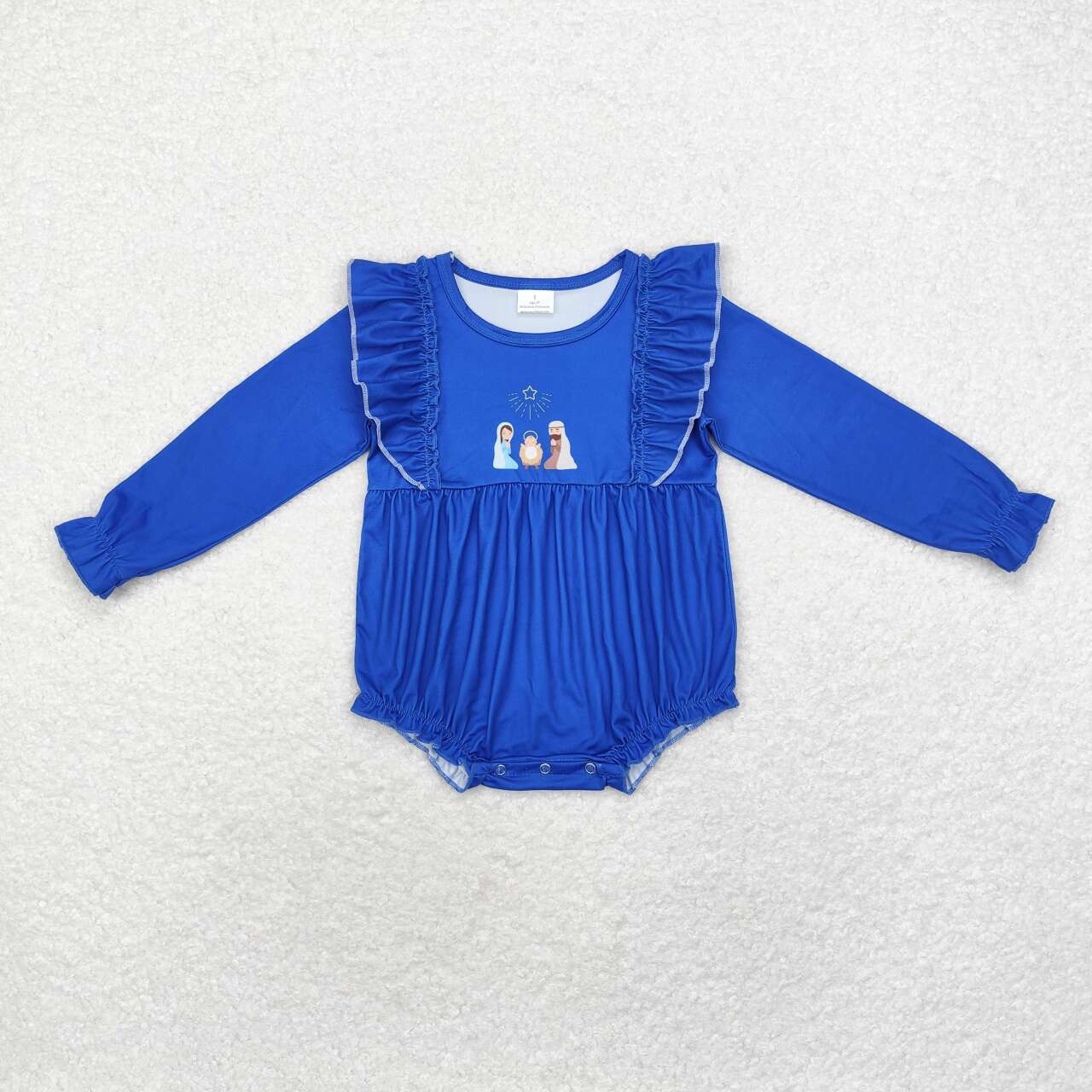 LR1473 Nativity Print Baby Girls Christmas Romper