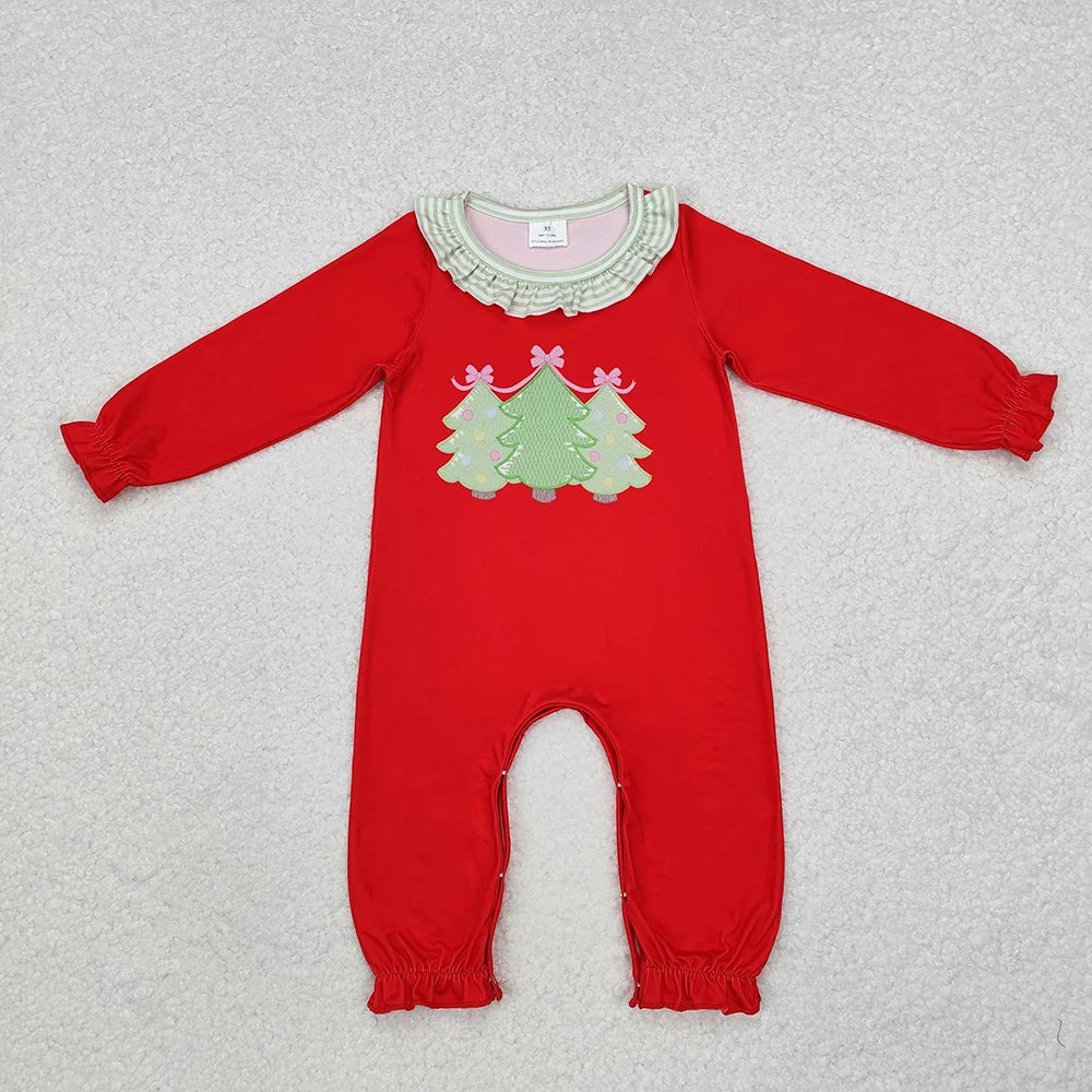Sibling Baby Girls Boys Christmas Tree Striped Pants Outfit and Romper