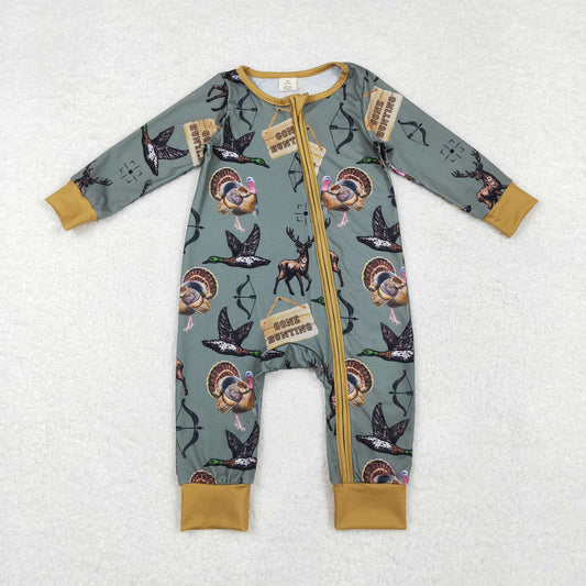 Gone Hunting Toddler Boys Sibling Long Sleeve Pajama Set /Zipper Romper