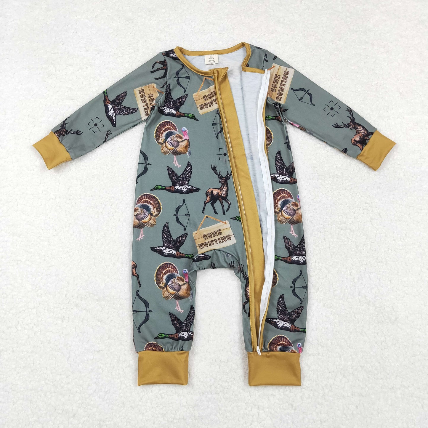 Gone Hunting Toddler Boys Sibling Long Sleeve Pajama Set /Zipper Romper
