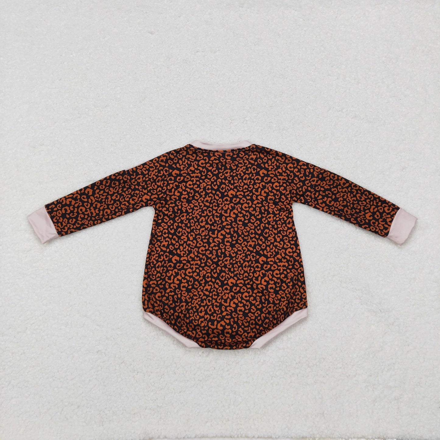 LR1723 Pumpkin Bows Leopard Print Baby Girls Fall Romper