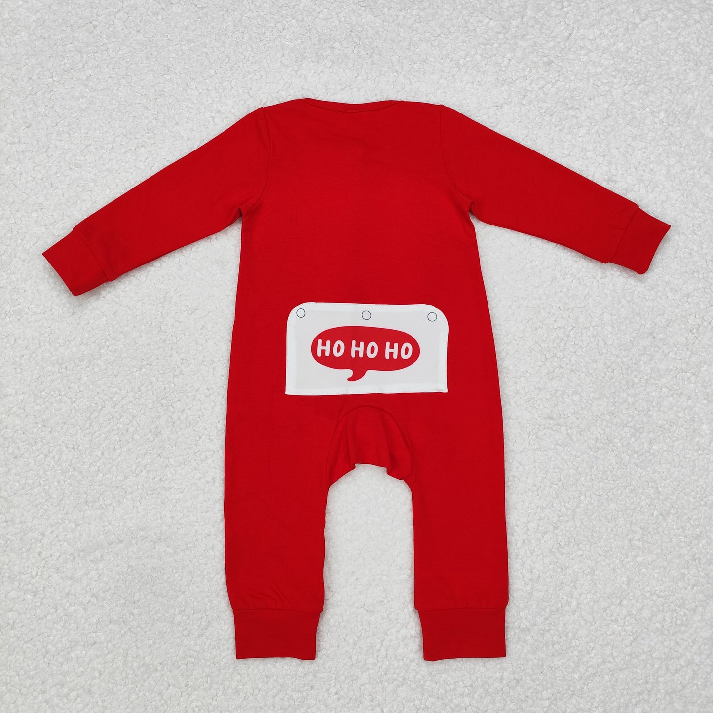 LR2052 Santa Embroidery Red Cotton Baby Girls Christmas Zipper Sleeper Romper