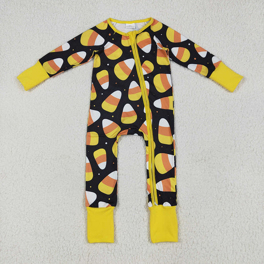 LR2198  Candy Print Baby Halloween Zipper Sleeper Romper