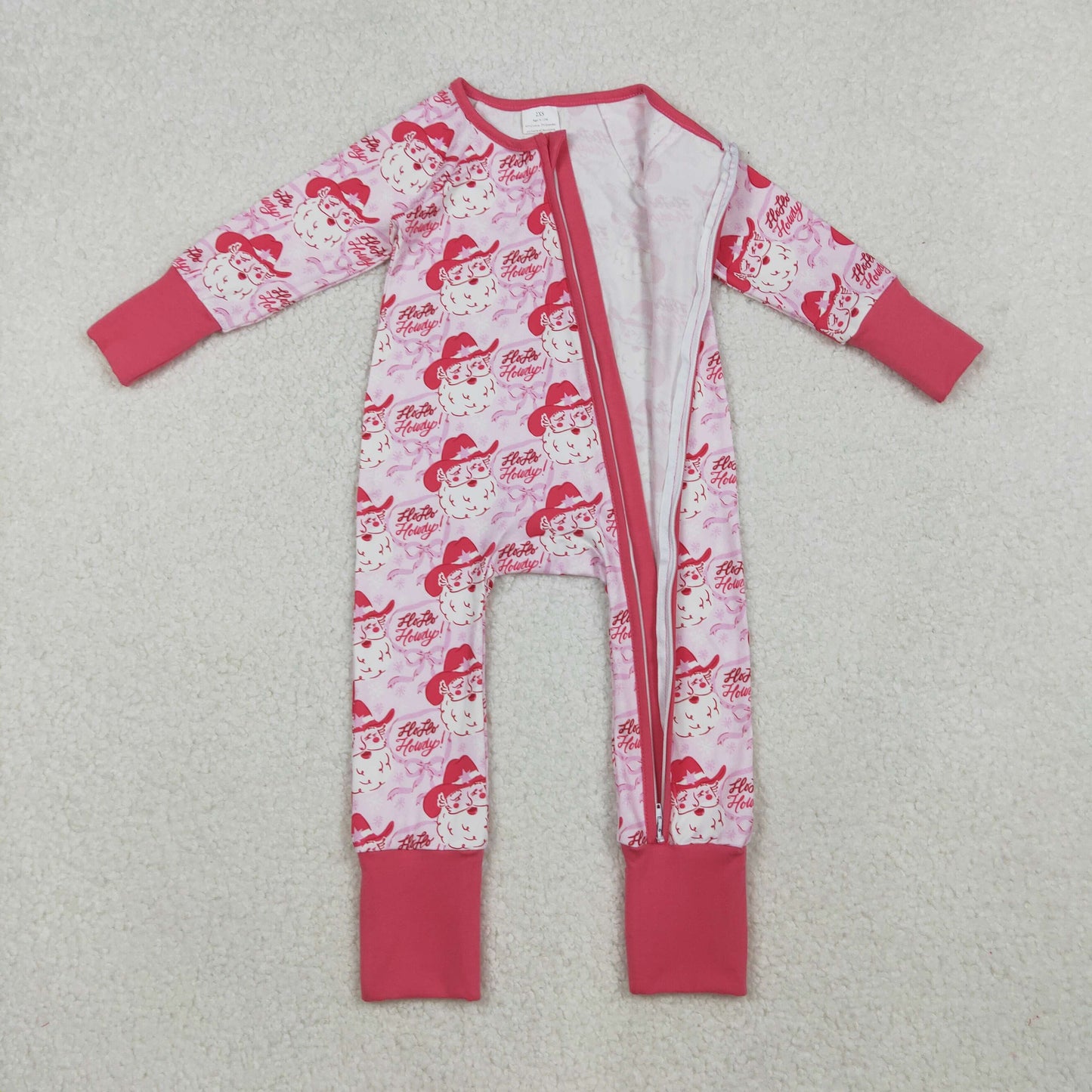 Sibling Baby Kids Holly Bows Santa Christmas Two Way Zip Convertible Rompers