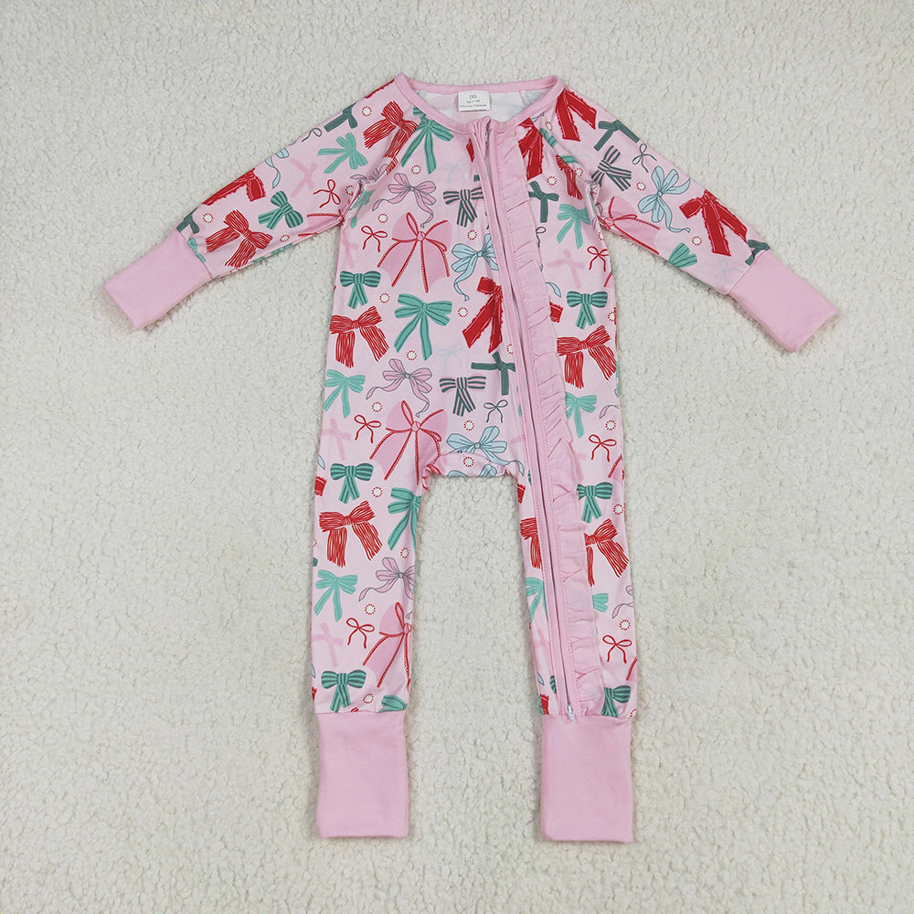 Pink Red Green Bows Print Family Christmas Styles