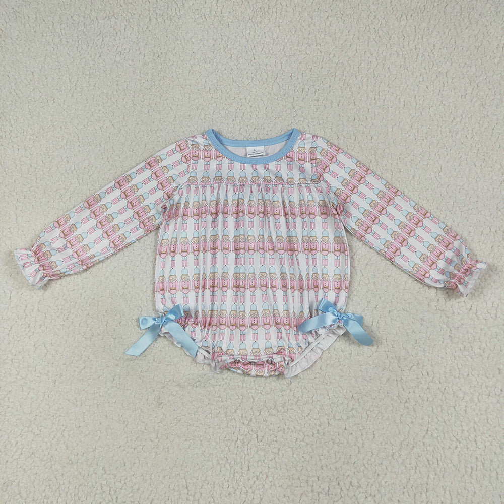 LR2298 Nutcracke* Soldier Print Baby Girls Christmas Romper