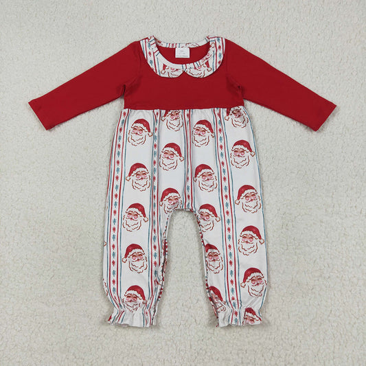 LR2331 Santa Print Baby Girls Christmas Romper