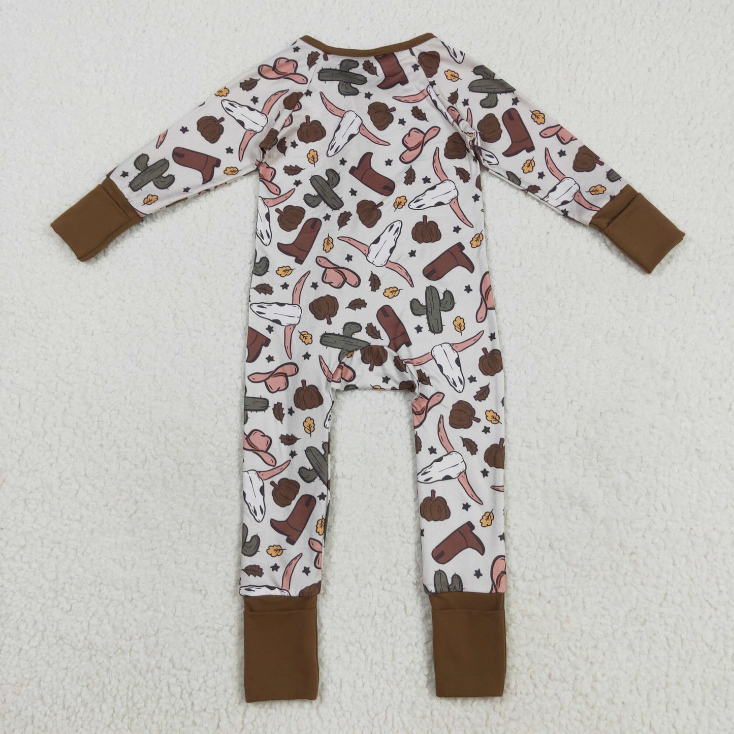 Sibling Baby Kids Hats Boots Horses Cows Western Two Way Zip Convertible Rompers